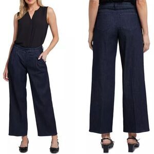 NYDJ Teresa Ankle Wide Leg Jeans with Pleats in Rinse Women's Plus Size 22W